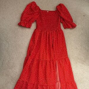 Red-orange Polka Dot Dress